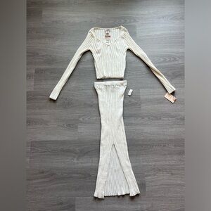 2-Piece White Long Sleeve and Skirt